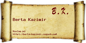 Berta Kazimir névjegykártya